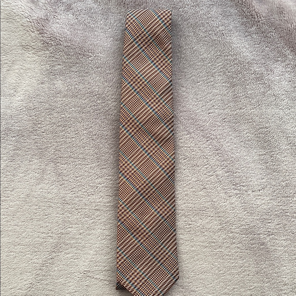 1901 Brown and Blue Plaid Tie